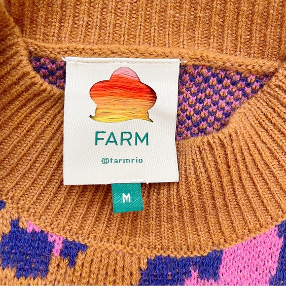 *SOLD* Farm Rio Leopard Pop Caramel Sweater Balloon Sleeves Wool Blend, Medium - Picture 4 of 15